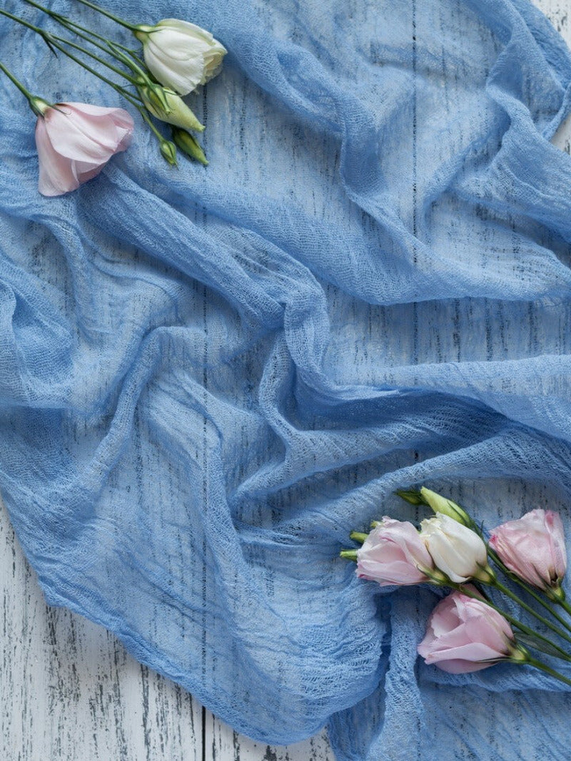 Ocean Blue Cheesecloth Table Runner