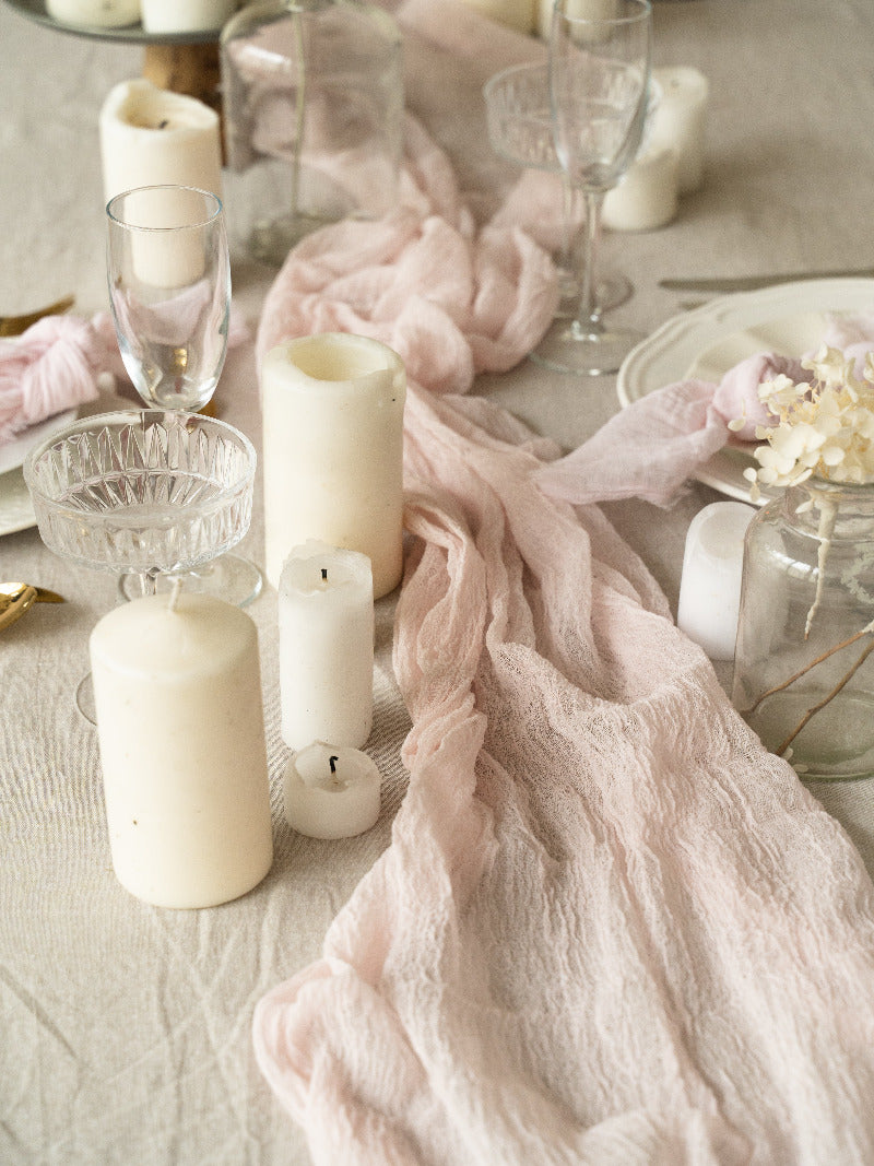 Rose Quartz Cheesecloth Table Runner