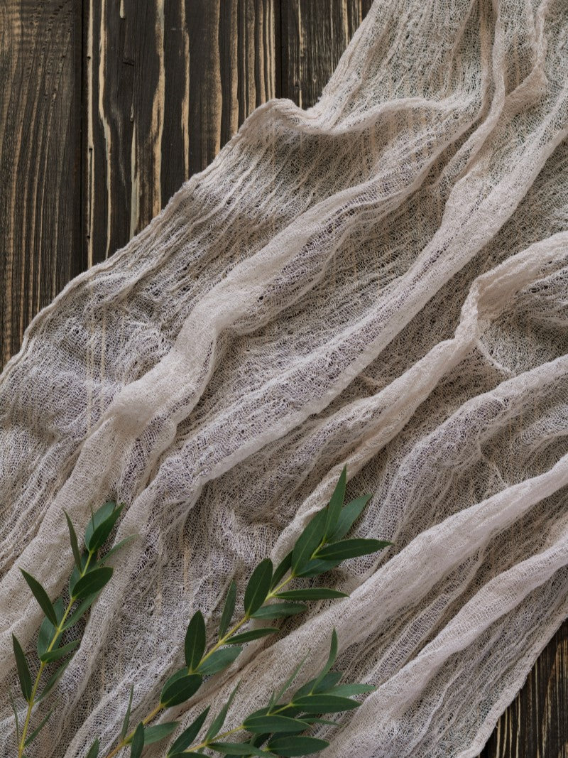 Beige Cheesecloth Table Runner
