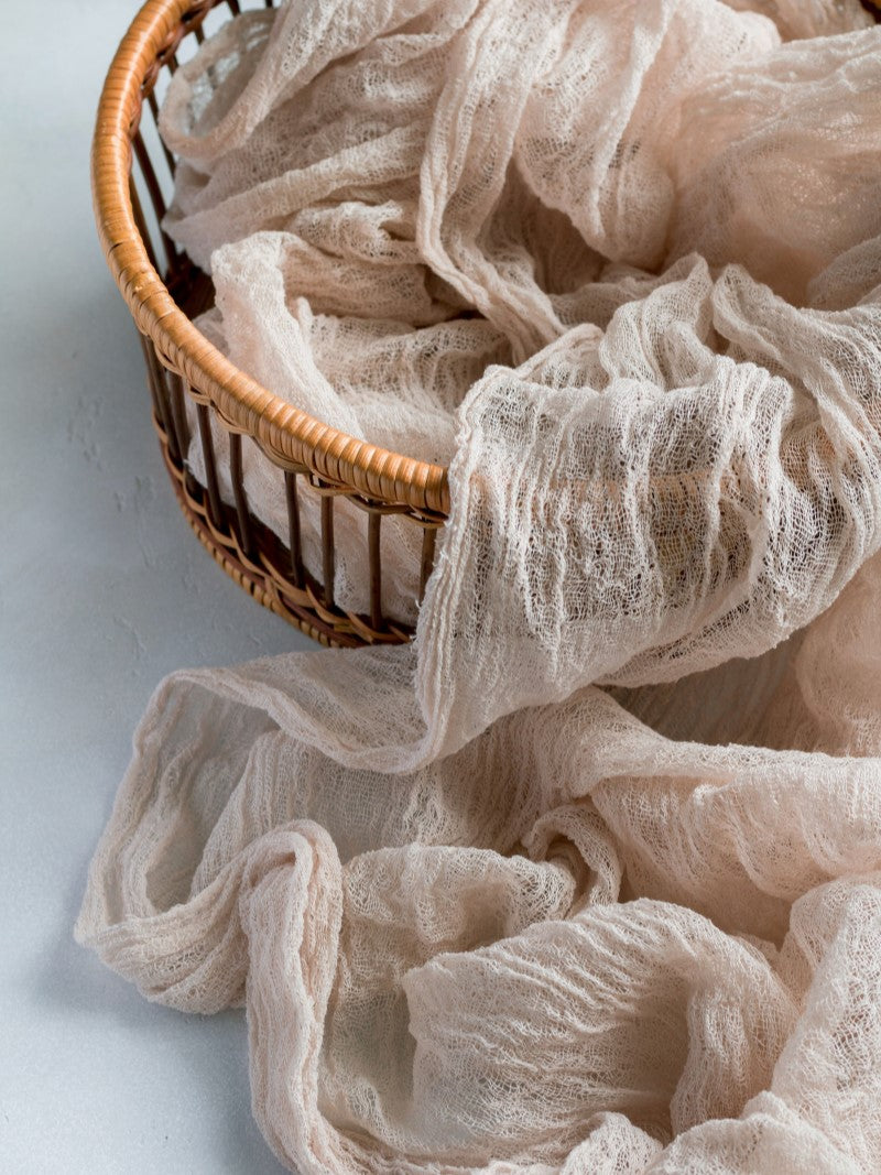 Beige Cheesecloth Table Runner