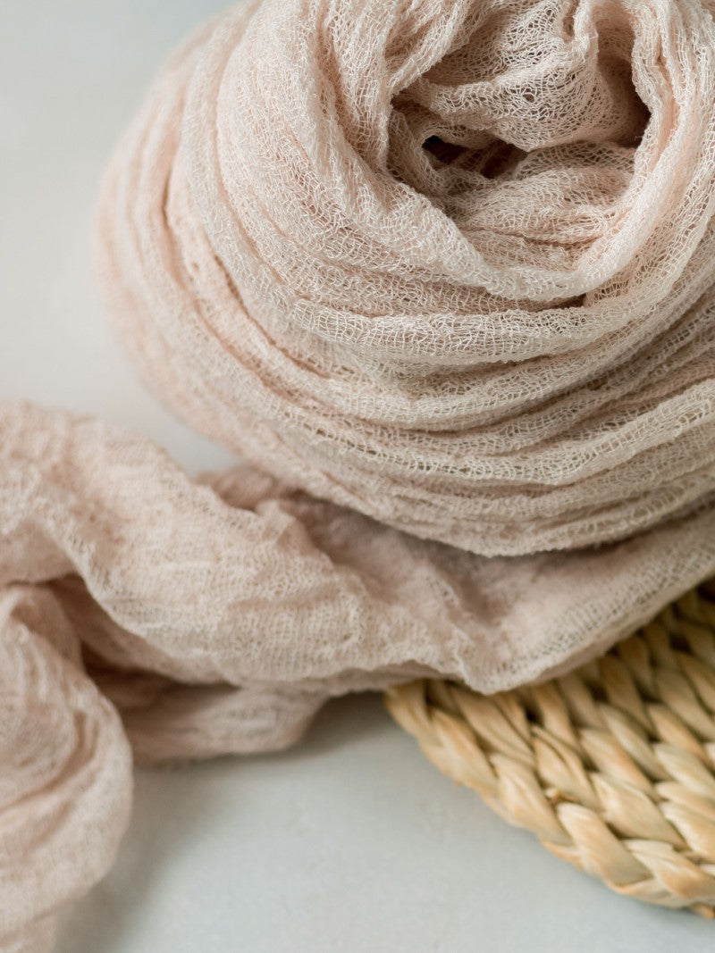 Beige Cheesecloth Table Runner
