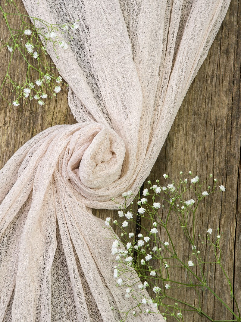 Beige Cheesecloth Table Runner