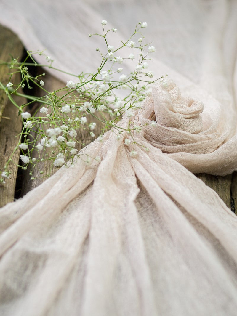 Beige Cheesecloth Table Runner