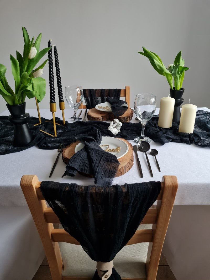Black Cheesecloth Table Runner