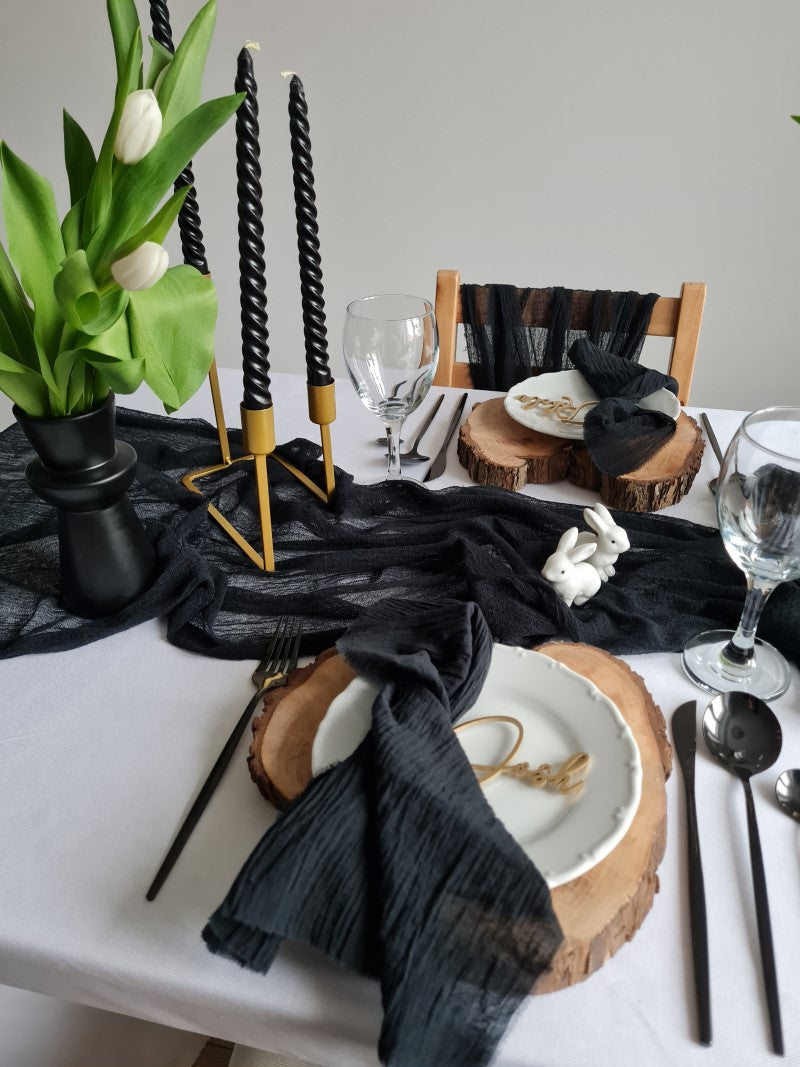 Black Cheesecloth Table Runner