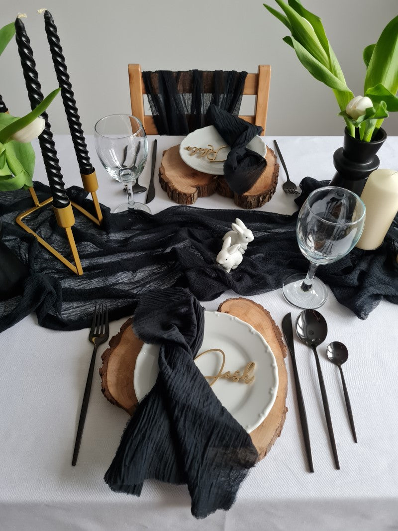 Black Cheesecloth Table Runner
