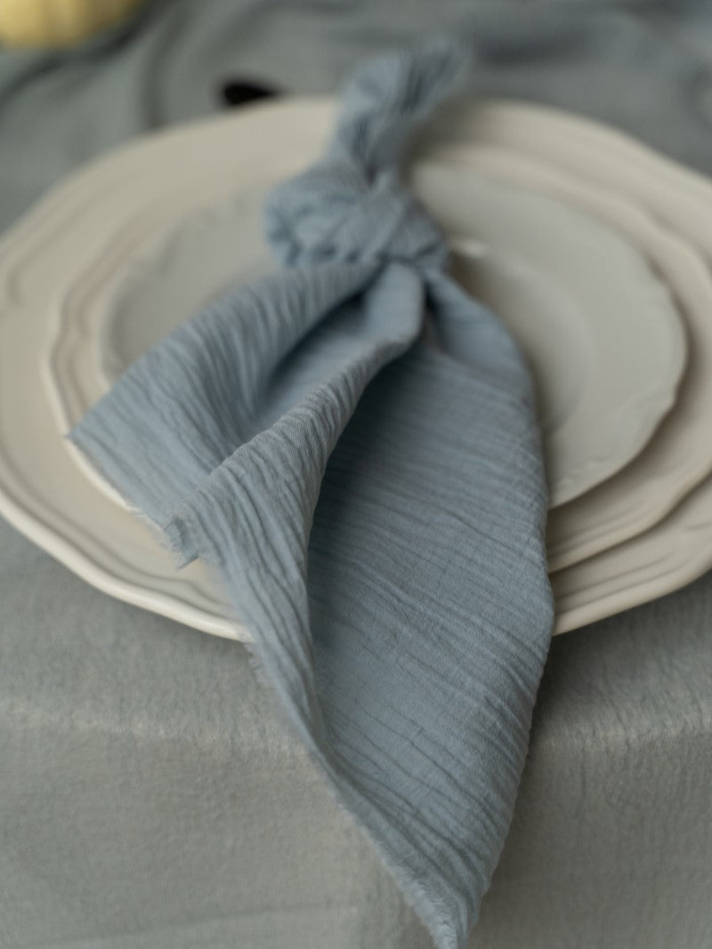 Dusty Blue Cheesecloth Wedding and Party Napkins