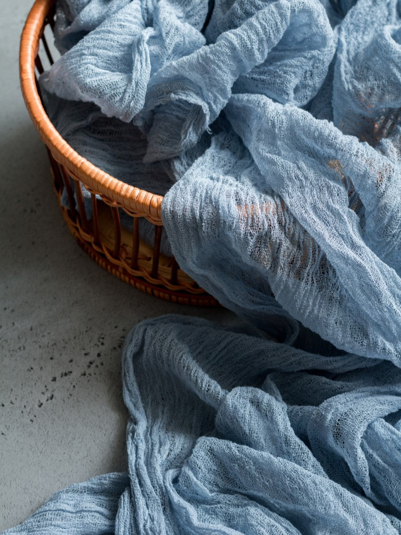 Dusty Blue Cheesecloth Table Runner
