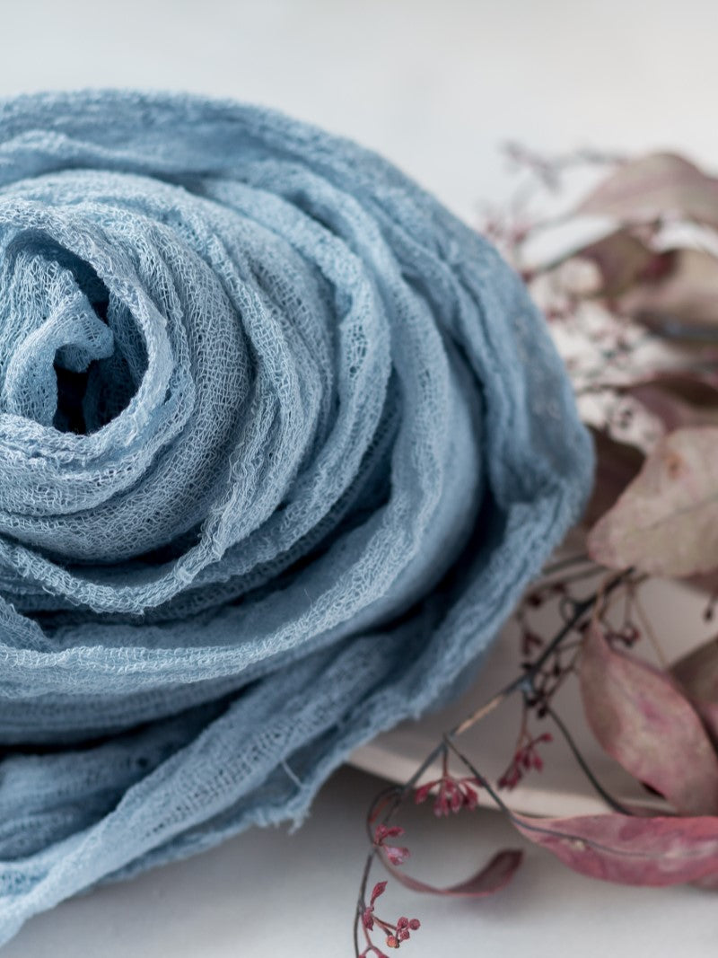 Dusty Blue Cheesecloth Table Runner