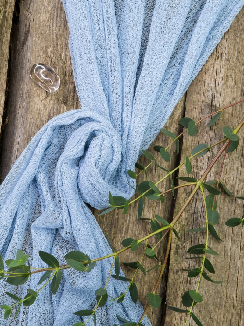Dusty Blue Cheesecloth Table Runner
