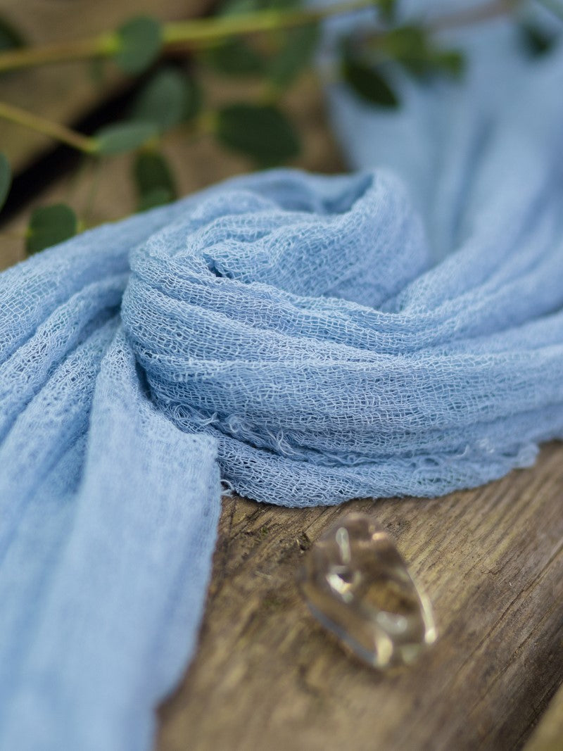 Dusty Blue Cheesecloth Table Runner