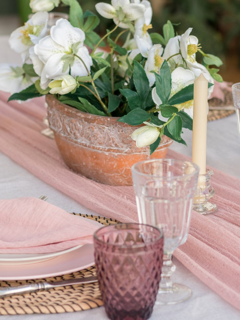 Dusty Rose Cheesecloth Table Runner