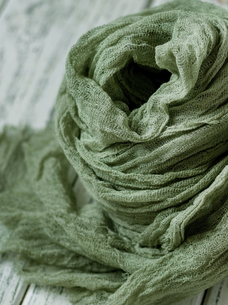 Khaki Cheesecloth Table Runner