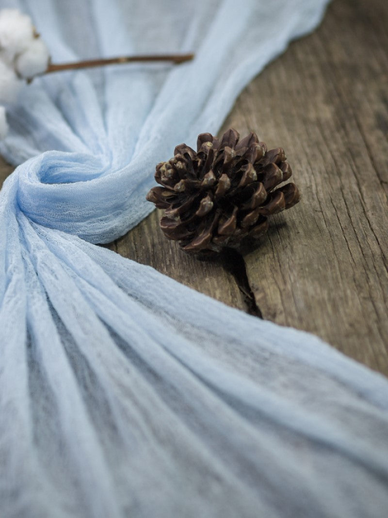 Light Blue Cheesecloth Table Runner