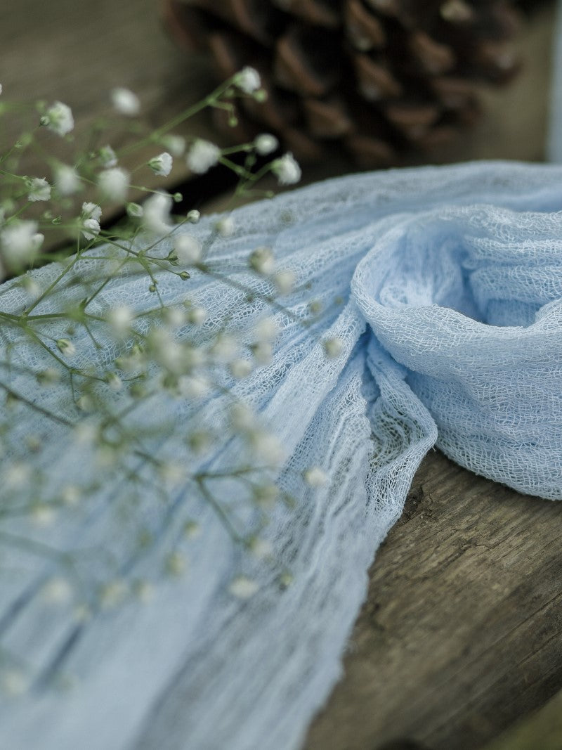 Light Blue Cheesecloth Table Runner