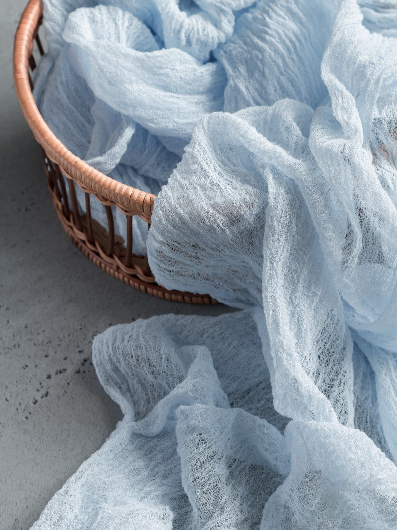 Light Blue Cheesecloth Table Runner