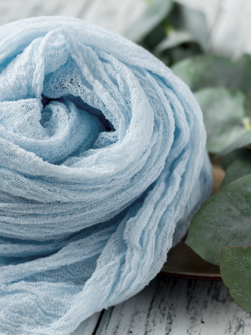 Light Blue Cheesecloth Table Runner