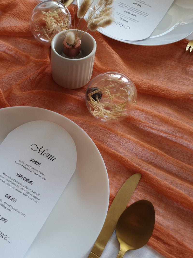 Light Terracotta Cheesecloth Table Runner
