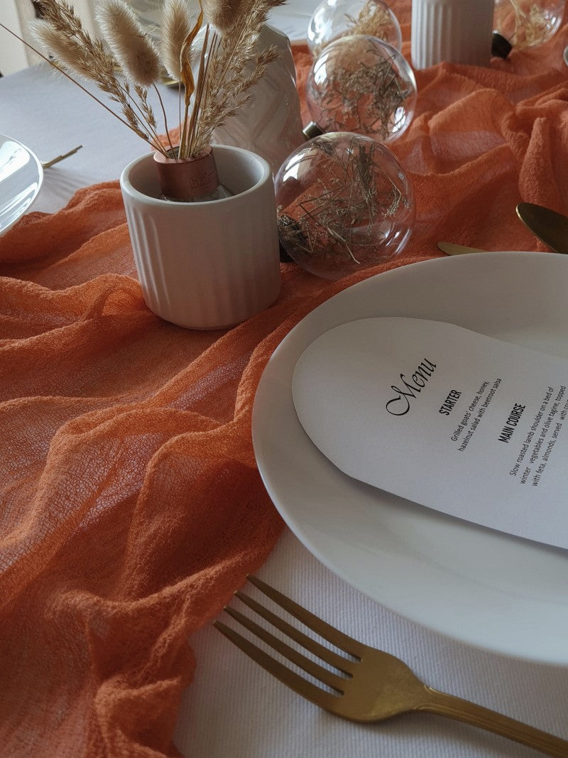 Light Terracotta Cheesecloth Table Runner