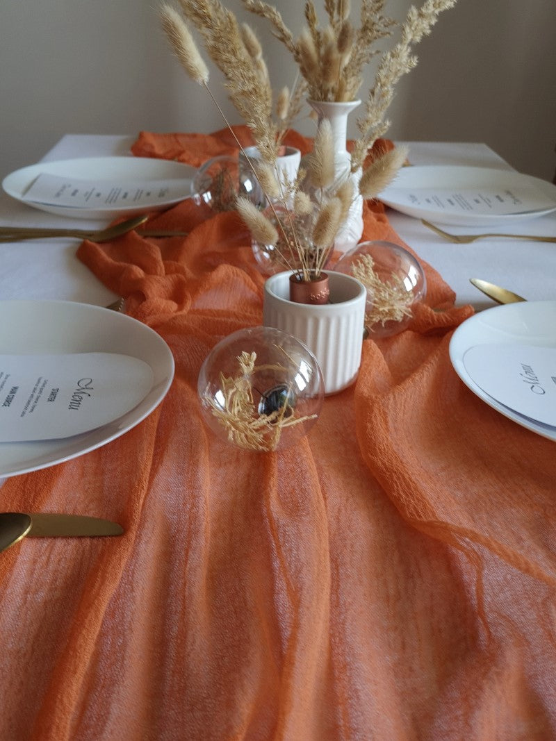 Light Terracotta Cheesecloth Table Runner