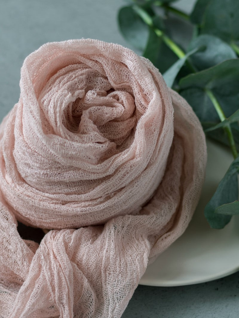 Pink Nude Cheesecloth Table Runner