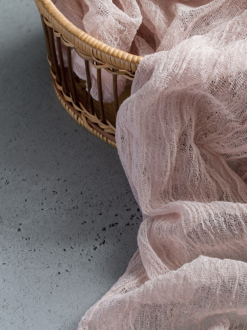 Pink Nude Cheesecloth Table Runner