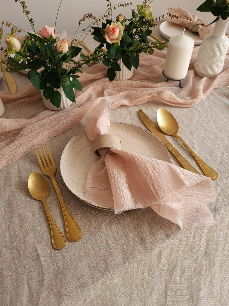 Pink Nude Cheesecloth Table Runner