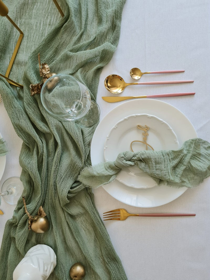 Olive Cheesecloth Table Runner