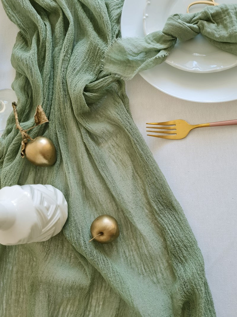 Olive Cheesecloth Table Runner