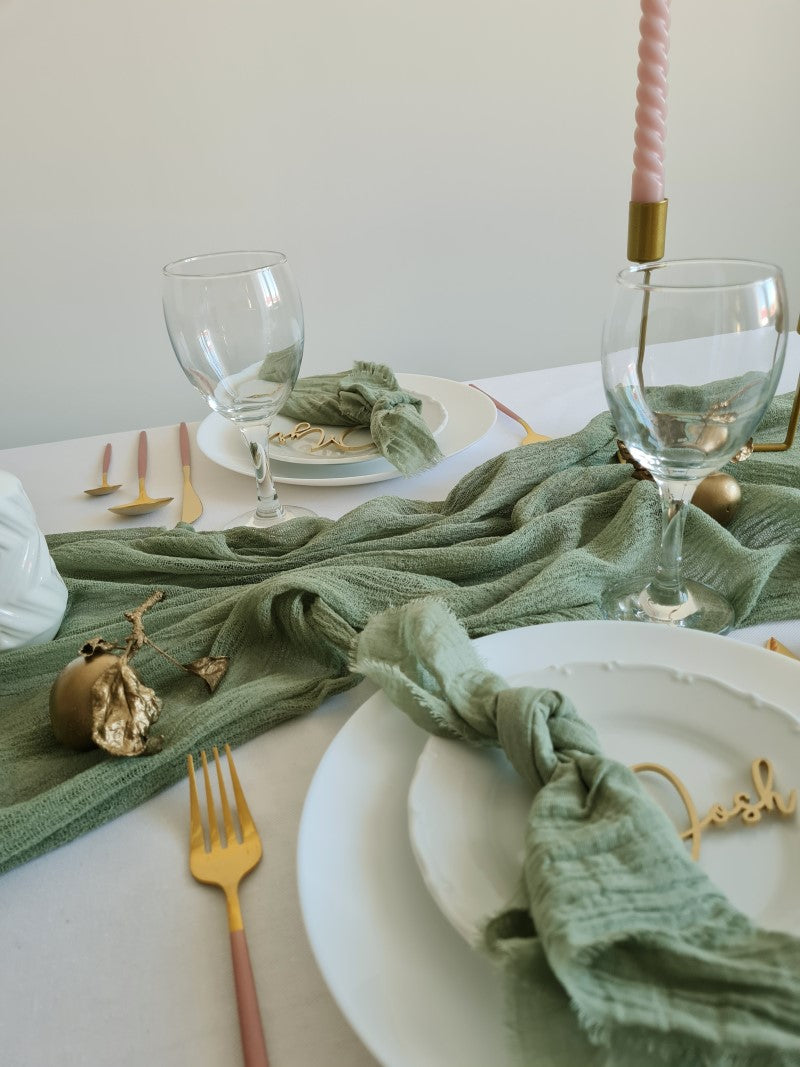 Olive Cheesecloth Table Runner