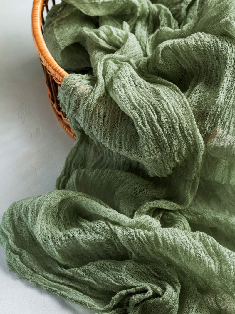 Olive Cheesecloth Table Runner