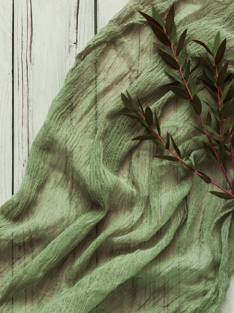 Olive Cheesecloth Table Runner