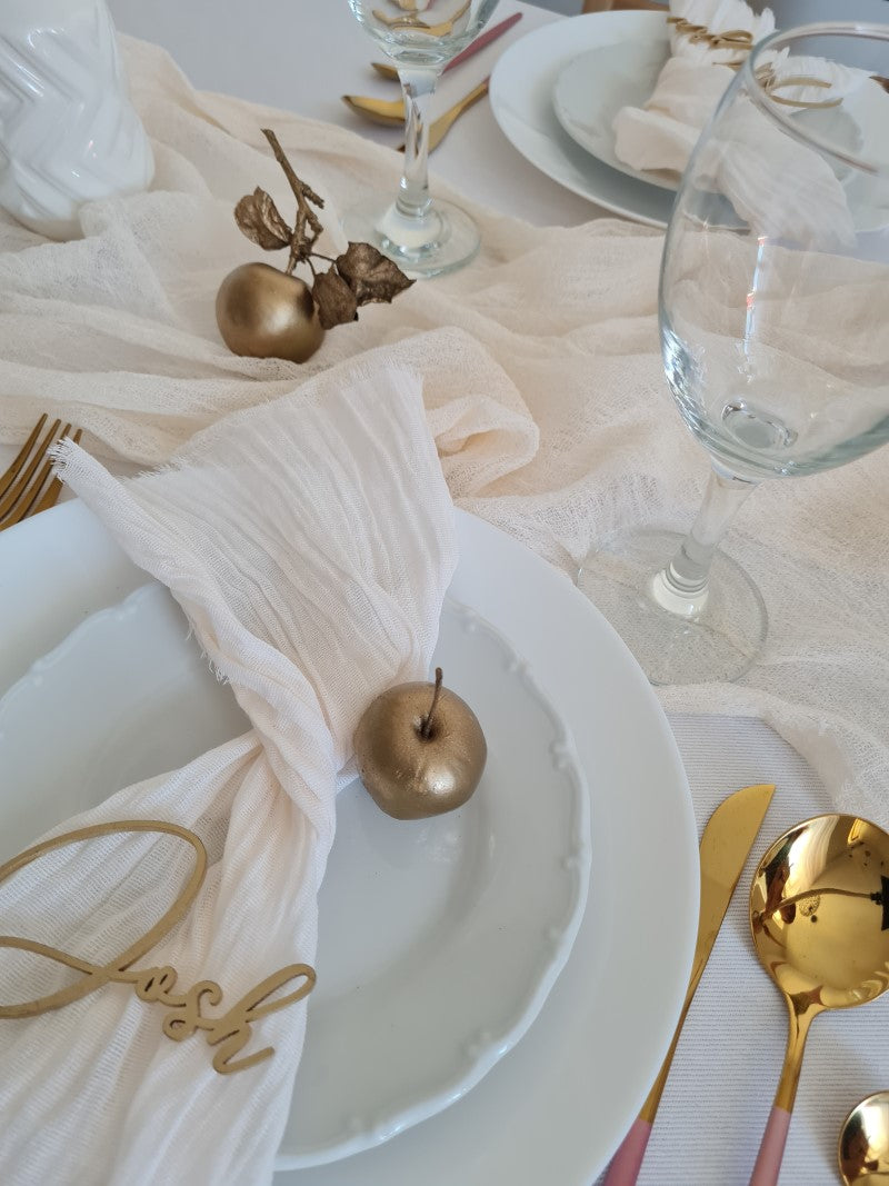 Pale Peach Cheesecloth Table Runner