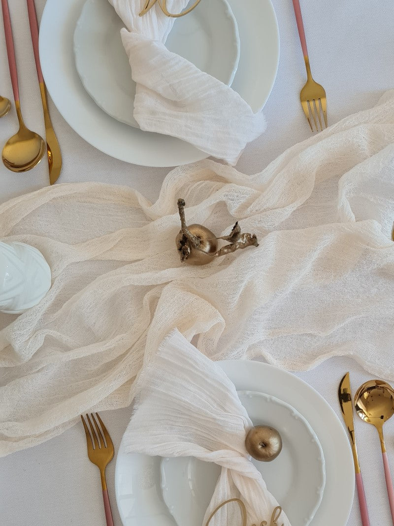 Pale Peach Cheesecloth Table Runner