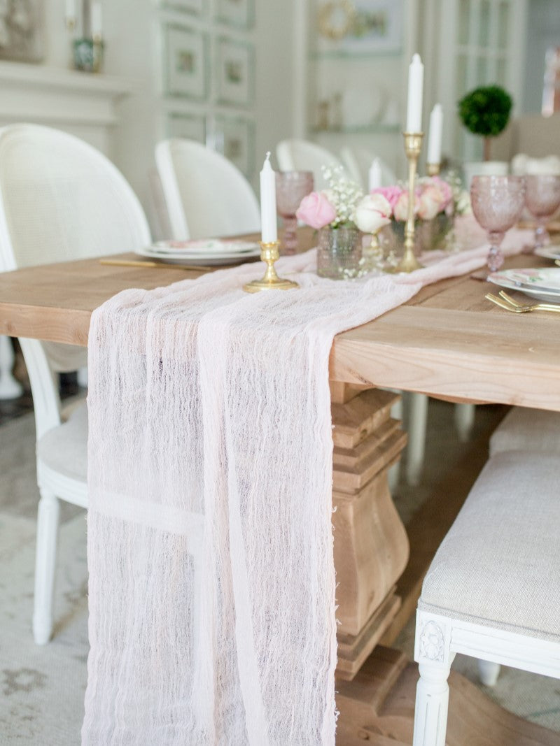 Pink Cheesecloth Table Runner