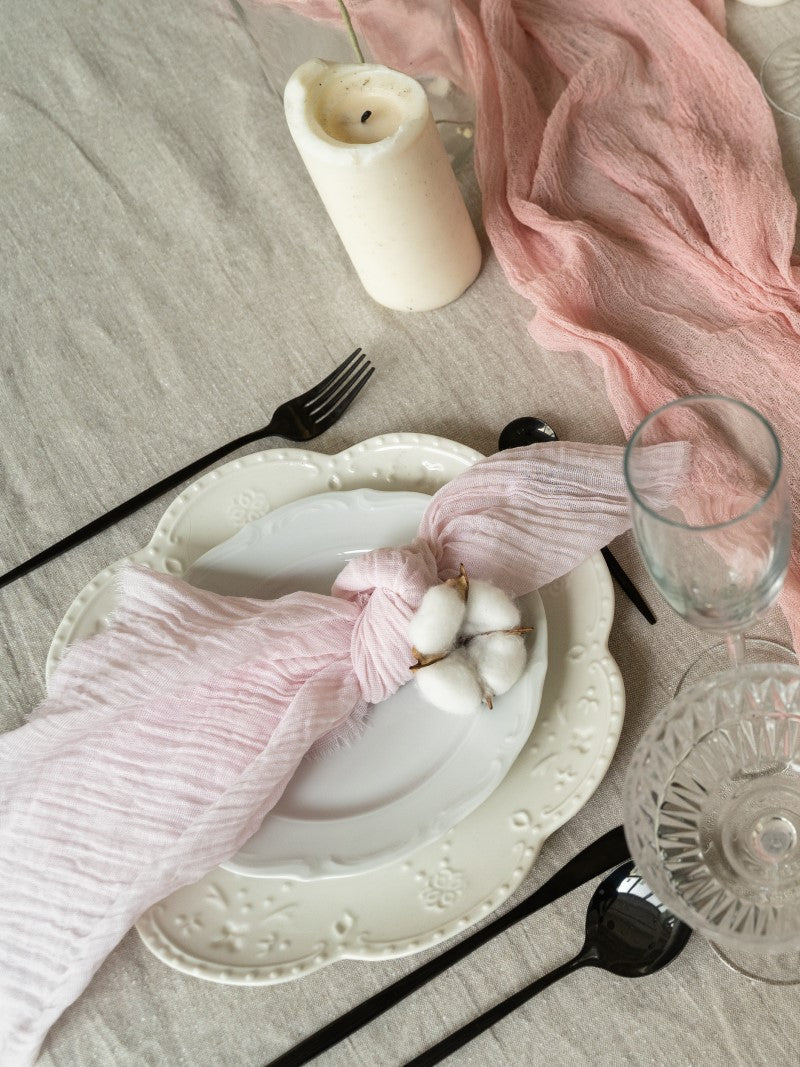 Pink Cheesecloth Wedding and Party Napkins
