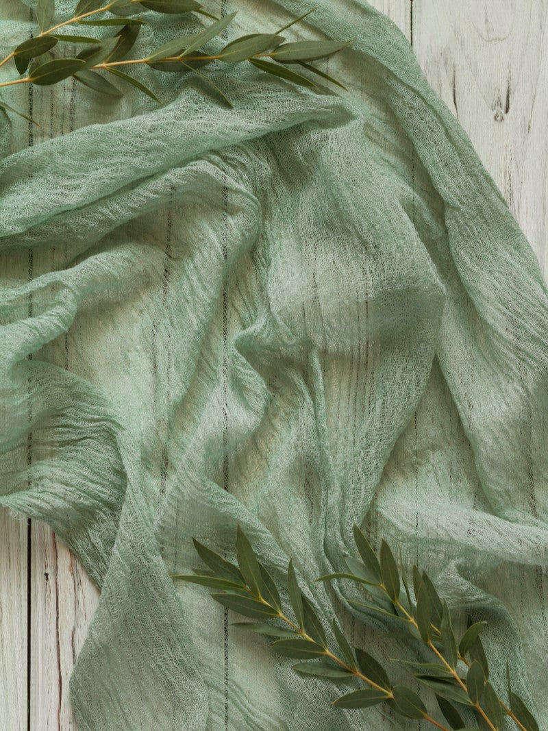 Sage Green Cheesecloth Table Runner