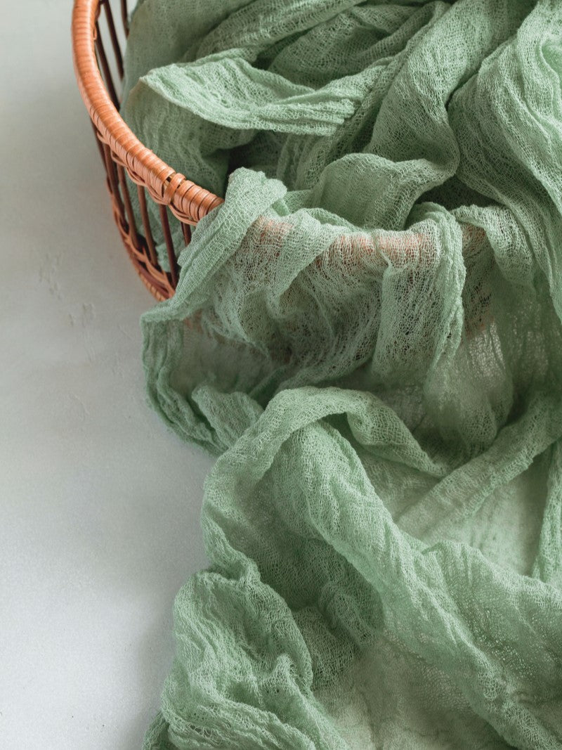 Sage Green Cheesecloth Table Runner