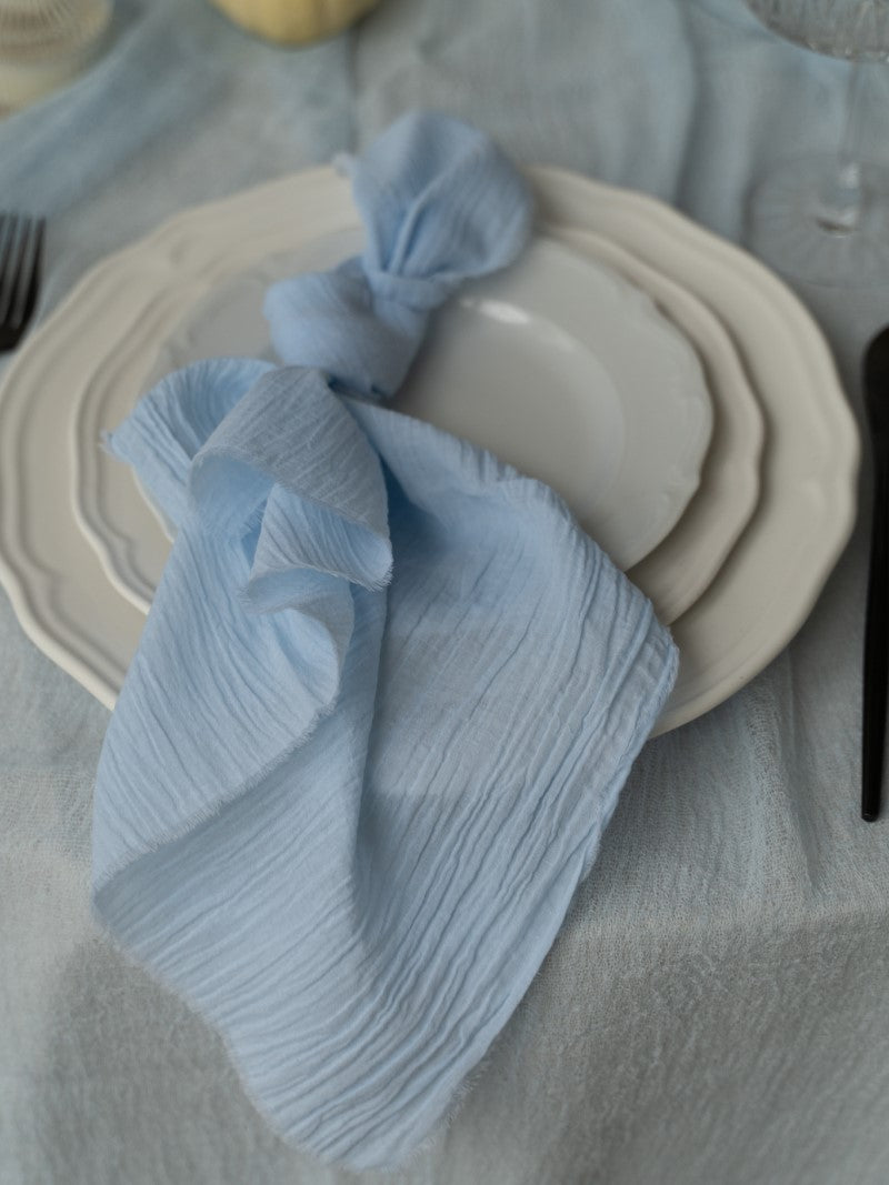 Sky Blue Cheesecloth Wedding and Party Napkins