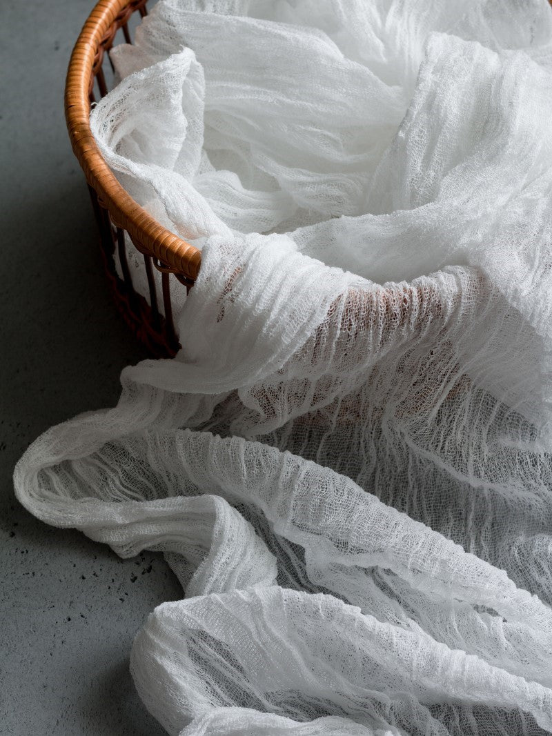 White Cheesecloth Table Runner