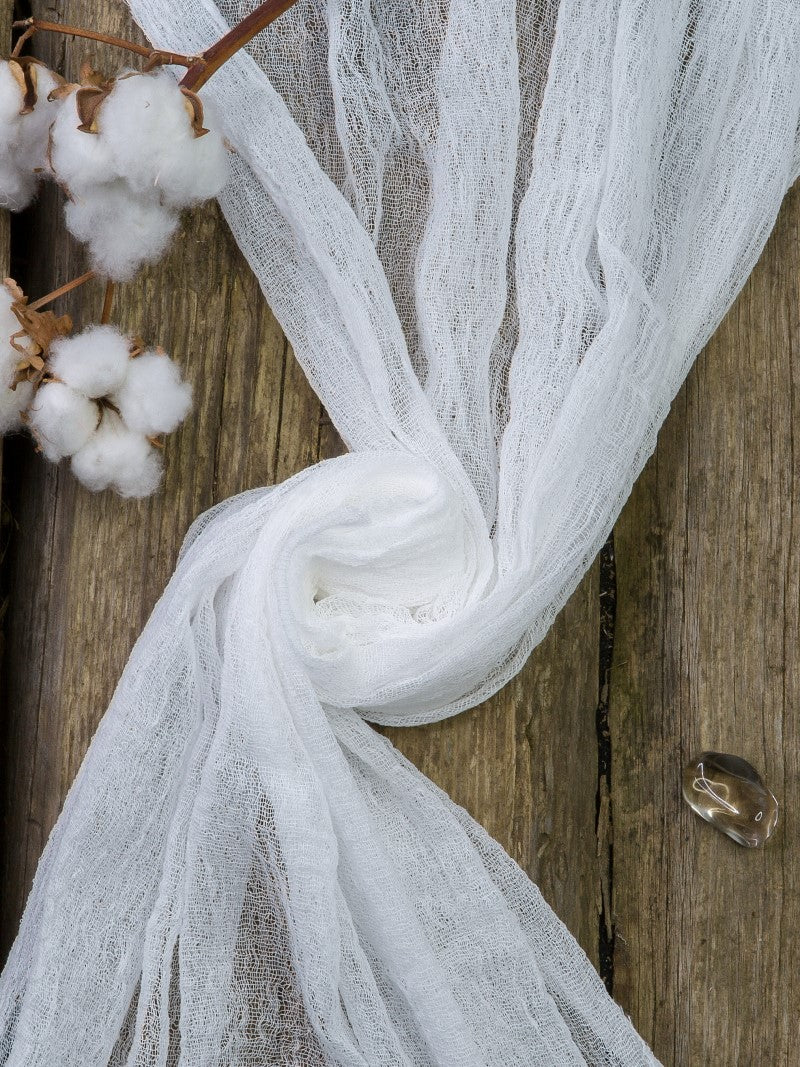White Cheesecloth Table Runner