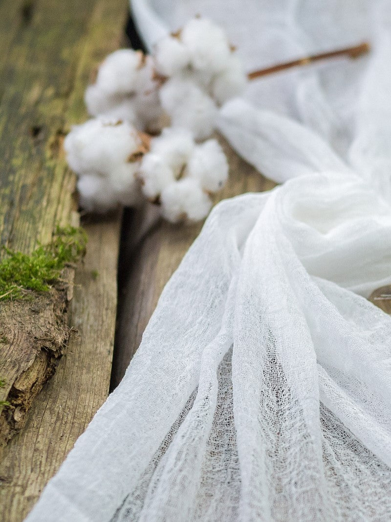 White Cheesecloth Table Runner