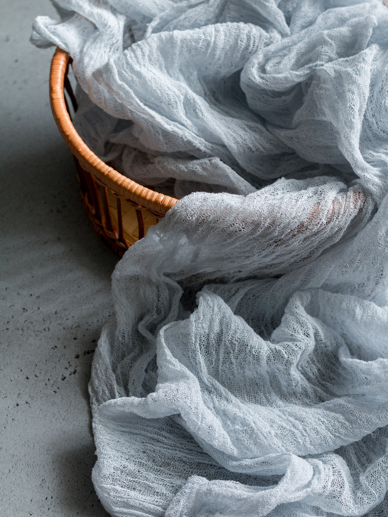 Light Grey Cheesecloth Table Runner