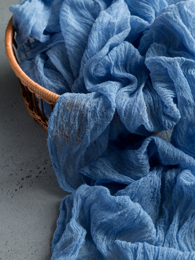 Ocean Blue Cheesecloth Table Runner