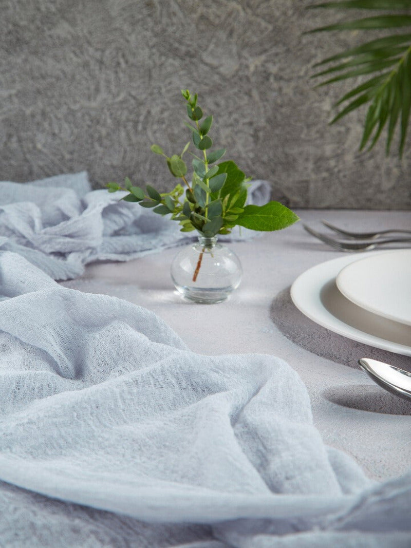 Light Grey Cheesecloth Table Runner