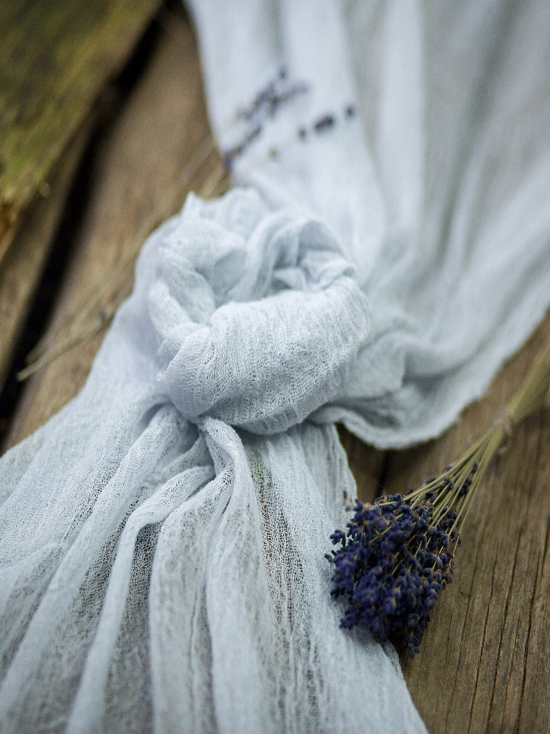 Light Grey Cheesecloth Table Runner