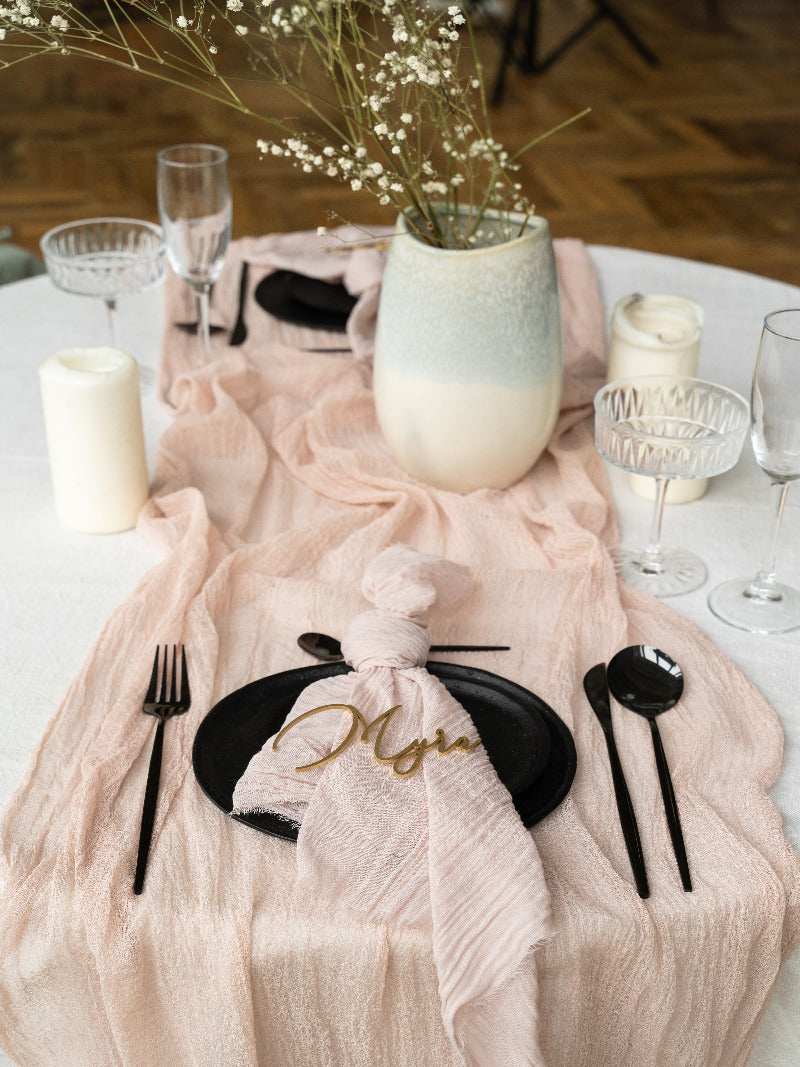 Rose Quartz Cheesecloth Table Runner