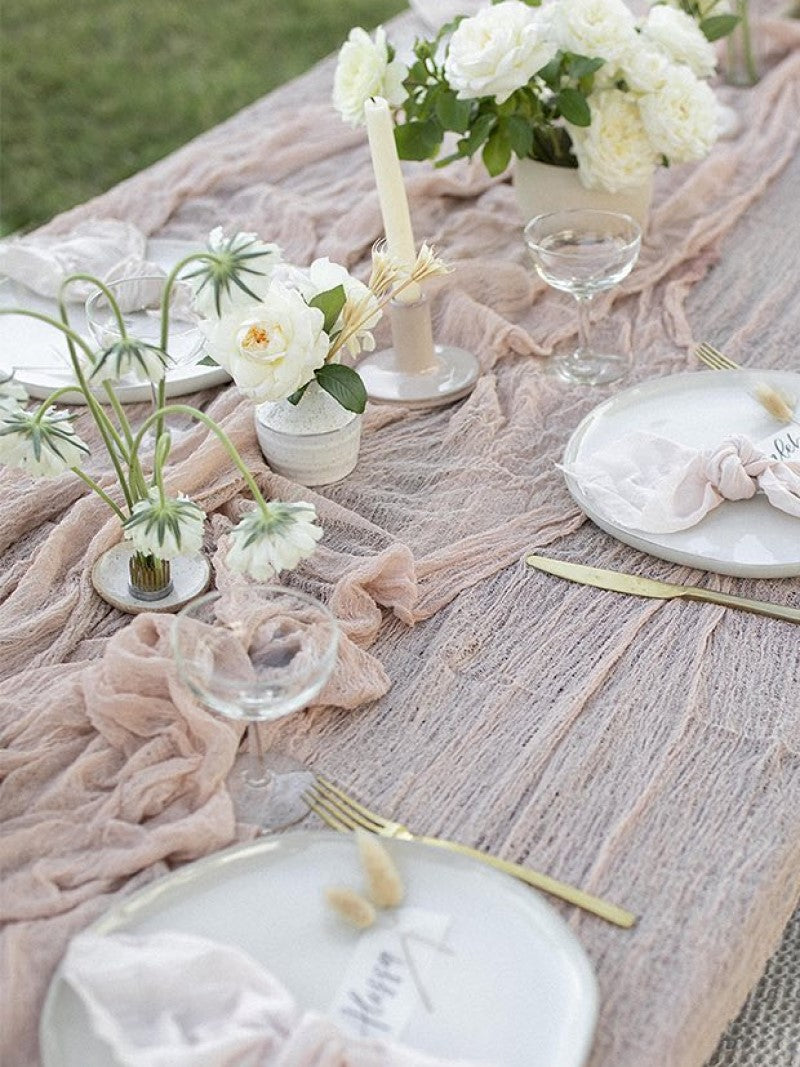 Pink Nude Cheesecloth Table Runner