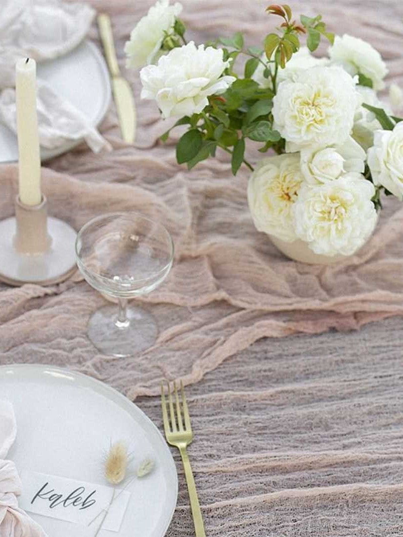 Pink Nude Cheesecloth Table Runner