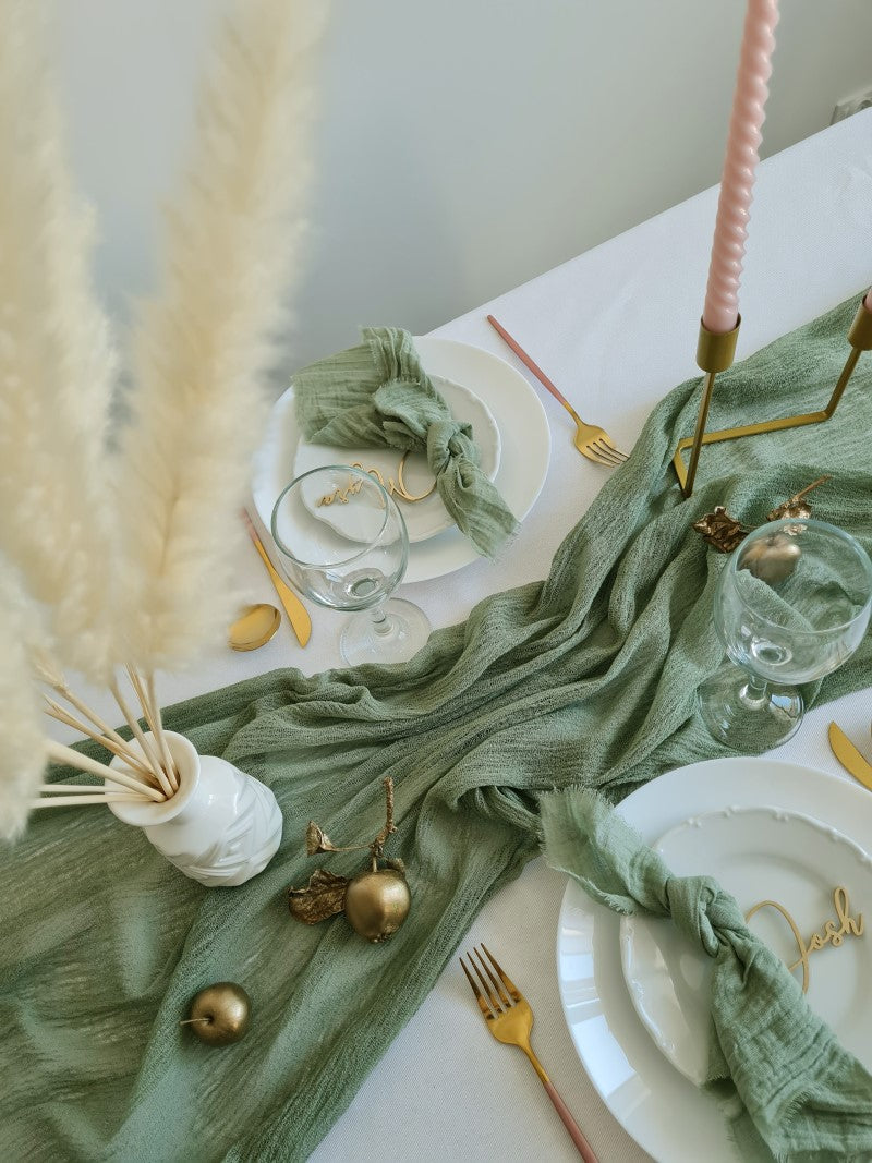 Olive Cheesecloth Table Runner